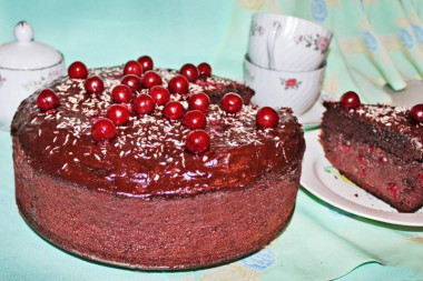 Шоколадный Торт Пьяная вишня с коньяком и кокосовой стружкой