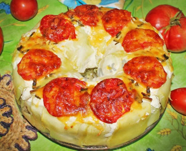 Овощное кольцо из кабачков с фаршем