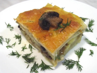 Лазанья с твердым сыром и шампиньонами