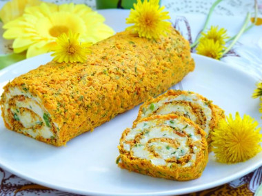 Морковный рулет из моркови и плавленного сыра