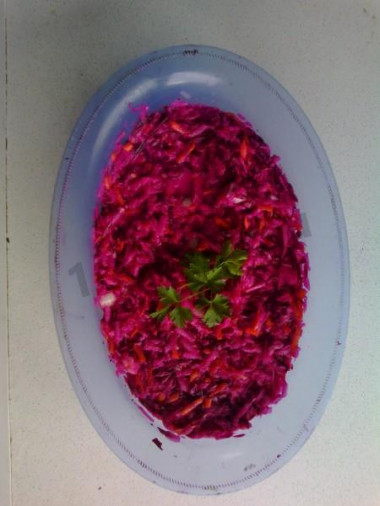 Рецепт - Салат из кольраби, моркови, свеклы - Шаг 5 -  По вкусу добавляем свежую зелень, к столу подаем с веточкой петрушки. Приятного аппетита!