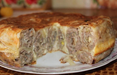 Пирог Лаваш в заливке с курицей