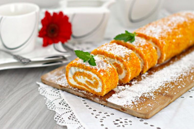 Морковный рулет с сыром маскарпоне
