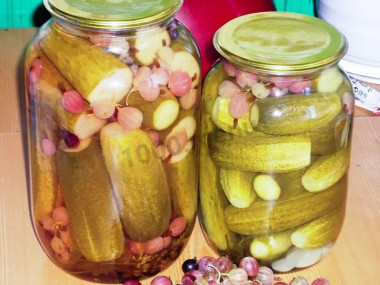 Маринованные огурцы с крыжовником хрустящие на зиму