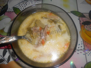 Рассольник с рисом и языком
