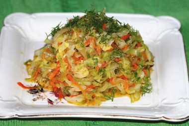 Молодая капуста тушеная с морковкой и луком