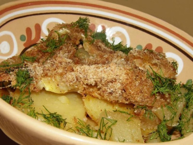 Брюшки семги с картошкой