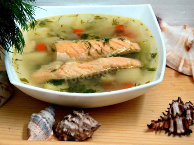 Суп с брюшками семги и мексиканской смесью