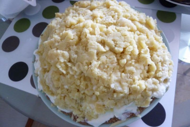 Рецепт - Салат Нежнее нежного с мясом и сыром - Шаг 6 -  Добавляем морковь, картофель. И опять майонез.