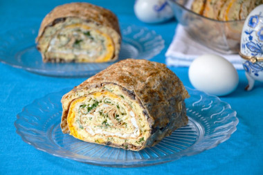 Лаваш с грибами и сыром в духовке