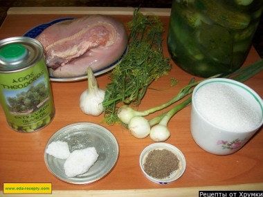 Рецепт - Салат с говяжьим языком и огурчиками - Шаг 1 - Ингредиенты