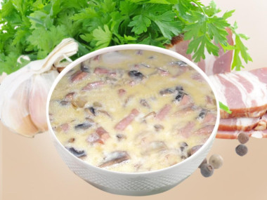 Сливочный соус с грибами и ветчиной