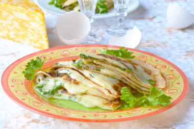 Блинчики с сыром и зеленью