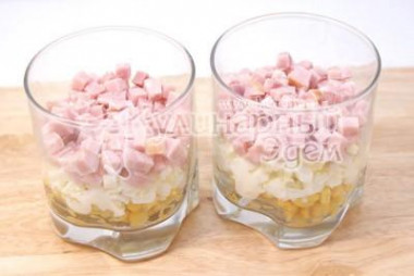 Рецепт - Салат  Тайная страсть - Шаг 3 -  Слой ветчины.