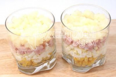 Рецепт - Салат  Тайная страсть - Шаг 4 -  Слой ананасов.