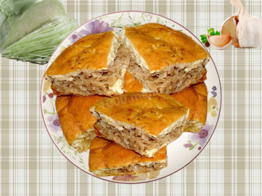 Заливной пирог с капустой и курицей