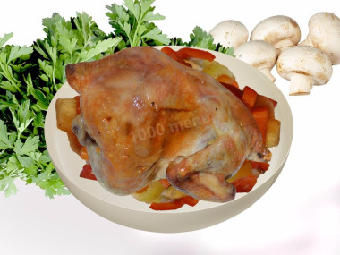 Куропатка фаршированная грибами