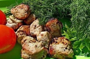 Шашлык из свинины с луком на углях