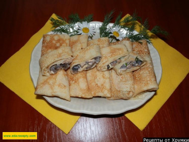 Блины с грибами и сыром