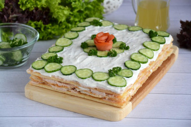 Рыбный наполеон с красной рыбой