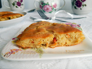 Пирог с капустой без яиц