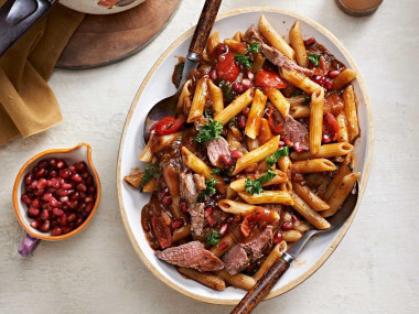 Паста с мясом страуса