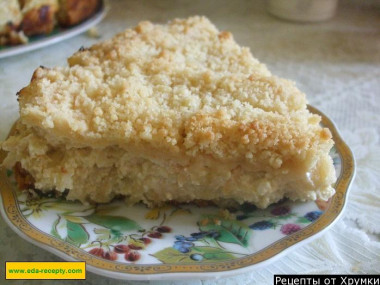 Песочный пирог с яблоками и творогом