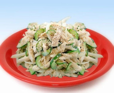 Корейский салат из куриной грудки без майонеза