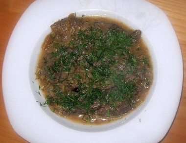 Говяжья печень по-строгановски