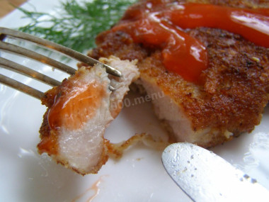 Свиные отбивные в картофельном кляре на сковороде