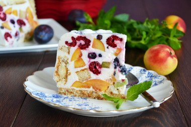 Торт Летний с фруктами ягодами желатином