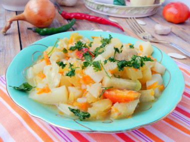 Тушеная репа с овощами