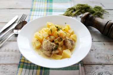 Тушеная курица с картошкой в сметане как в детском саду