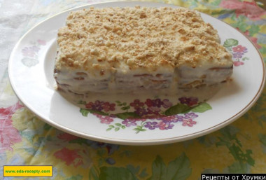 Торт из печенья, сметаны и сливок и творога без выпечки