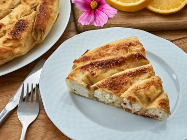Пирог Улитка из лаваша с творогом