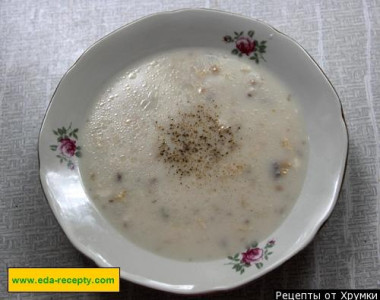 Белый суп курица с плавленным сыром и картошкой с грибами