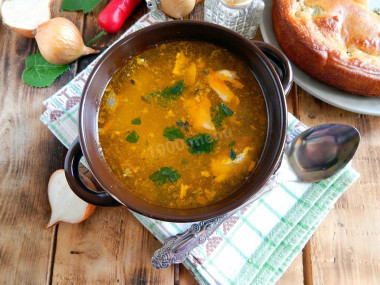 Суп с сайрой и рисом