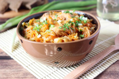 Курица с капустой в мультиварке тушеная