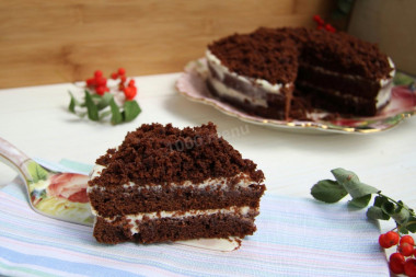 Шоколадный торт со сметанным кремом и кофейной пропиткой