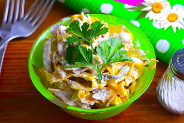 Салат объедение Загадка для гостей с курицей