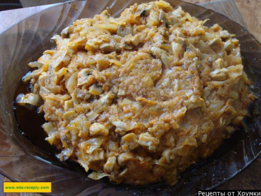 Капустная запеканка с грибами