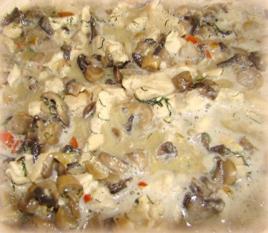 Курица с шампиньонами по-болгарски