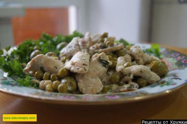 Тушеная курица по французски с грибам