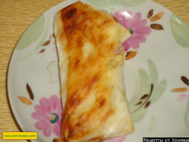 Закуска в лаваше с сыром и ветчиной