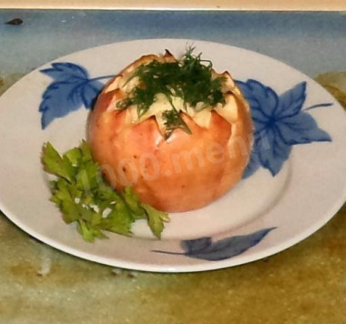 Фаршированные курицей яблоки в духовке