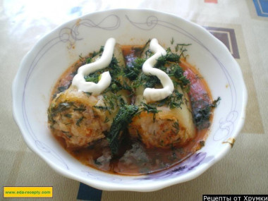 Перец фаршированный рисом и курицей