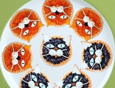 Тарталетки с икрой черной и красной