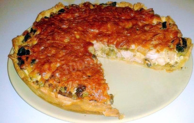 Открытый пирог киш куриный с грибами