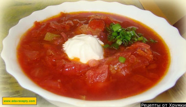 Черниговский борщ с фасолью и кабачками