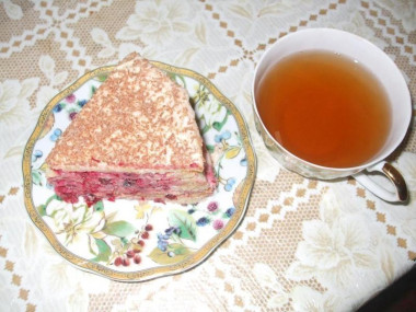 Домашний клюквенный торт с клюквой